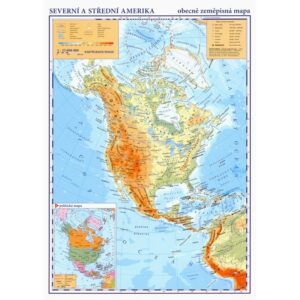 Severní a Střední Amerika – příruční obecně zeměpisná mapa