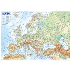 Evropa - obecně zeměpisná mapa. 136 x 96 cm