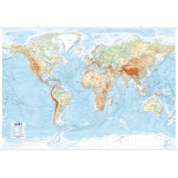 Svět - nástěnná obecně zeměpisná mapa. 136 x 96 cm