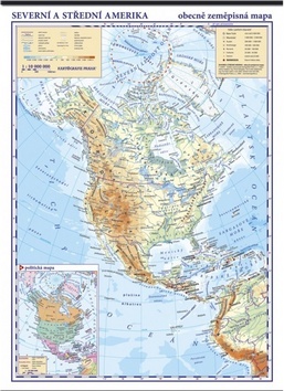 Severní Amerika – školní nástěnná fyzická mapa