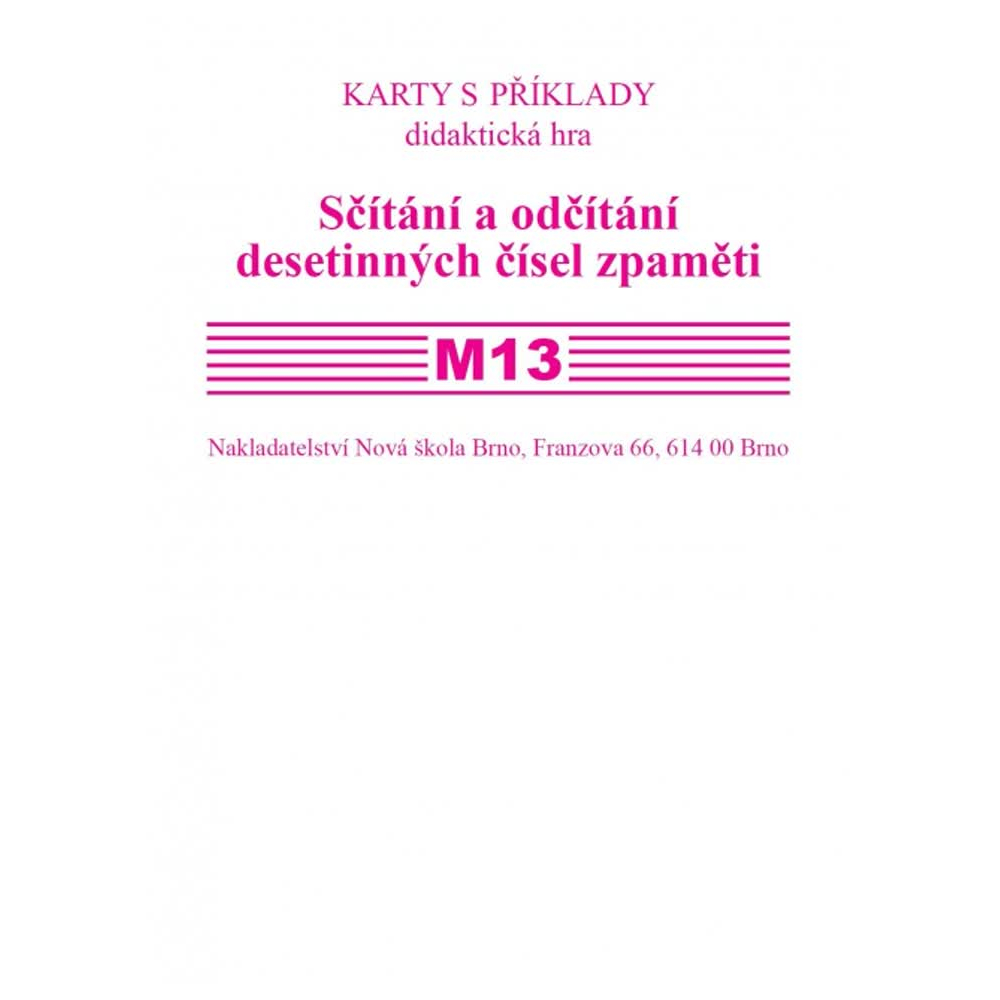 Sada kartiček M13 - sčítání a odčítání desetinných čísel zpaměti
